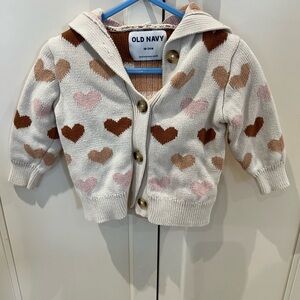 Old Navy Kids Heart Sweater - Cream, Pink, Brown 18-24m